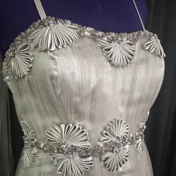 Terani Couture Silver Sequin Wedding Gown with Halter Neckline - Picture 9 of 11